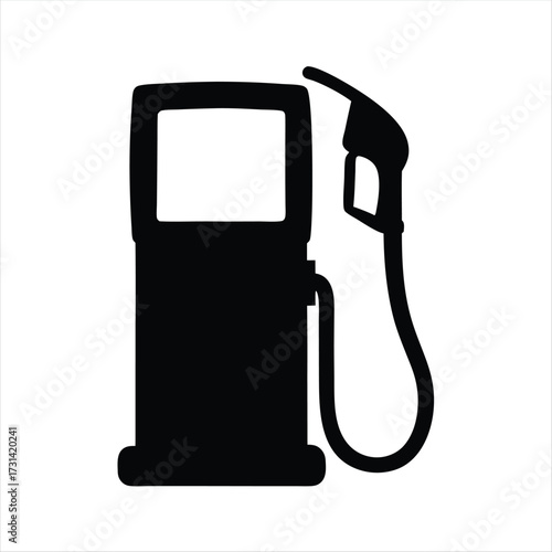Black silhouette of a gas pump for cars with white background