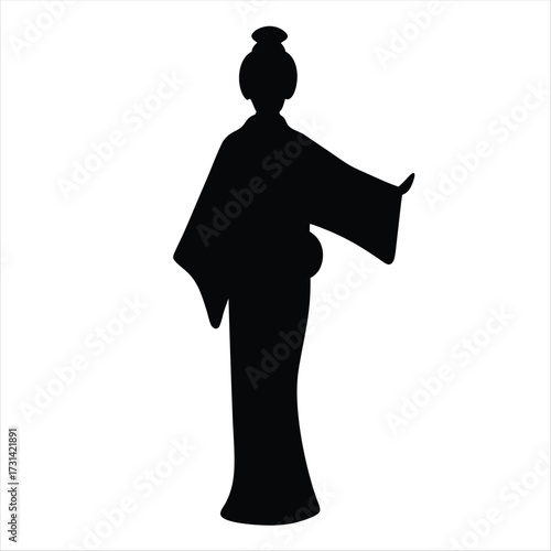 Japanese geisha silhouette wearing traditional kimono, showcasing cultural elegance and tradition