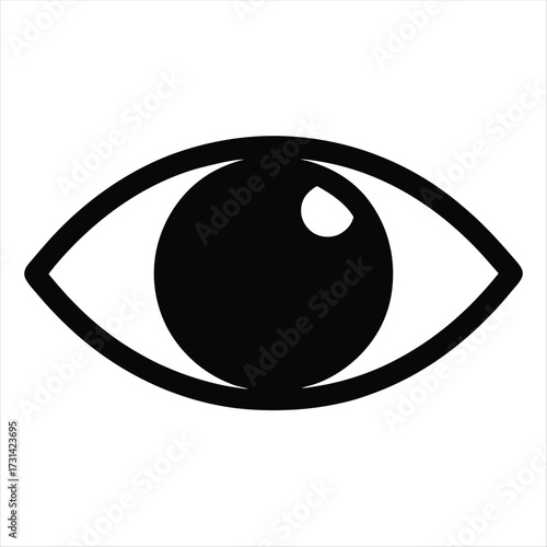 Simple Black and White Eye Symbol for Vision and Perception