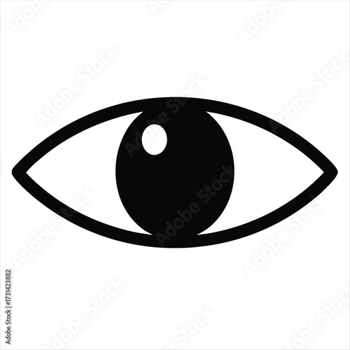Simple Black and White Eye Icon Illustration for Web Design Elements