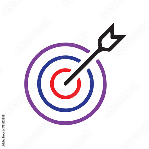 target icon, arrow icon sign, Vector flat simple icon of target with arrow, Goal achievement, vector illustration eps 10.