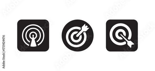 Target icon, Set of target icon, Bullseye symbol collection, Crosshairs icon set, Vector illustration EPS 10.
