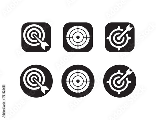 Target icon, Set of target icon, Bullseye symbol collection, Crosshairs icon set, Vector illustration EPS 10.