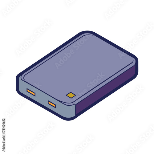 Isometric illustration of a modern portable power bank device