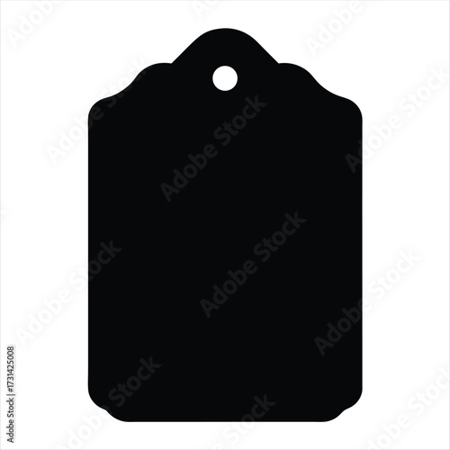 Simple black vintage gift tag with a hole on white background