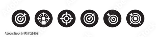 Target icon set, crosshair, bullseye vector, precision, accuracy, and focus icon, Target and Goal abstract Vector icon, Vector illustration EPS 10.