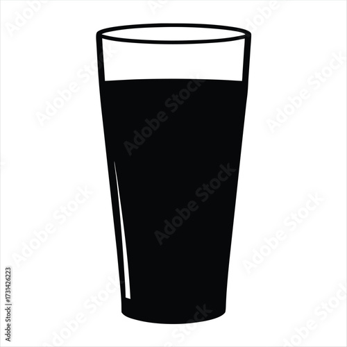 Stylized vector image of a drinking glass filled with a black beverage
