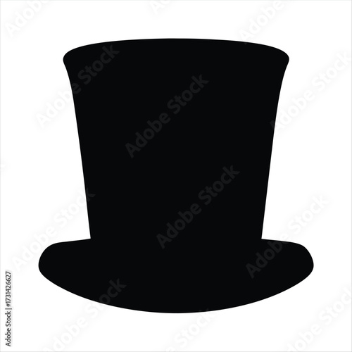 Silhouette of classic black top hat, a symbol of elegance and magic