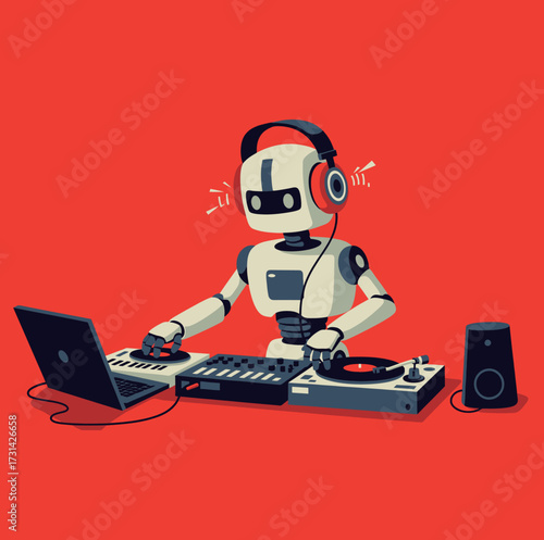AI Robot DJ Performing Live Music Production