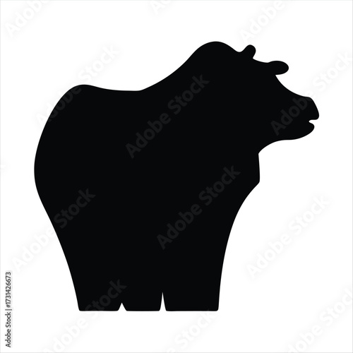 Silhouette of a Standing Cow, Graphic Vector Design with Clean Lines