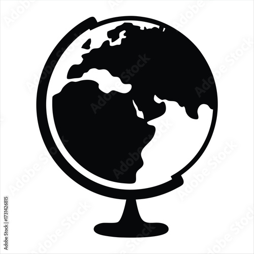 Silhouette of a Globe on a Stand Depicting Earth's Continents