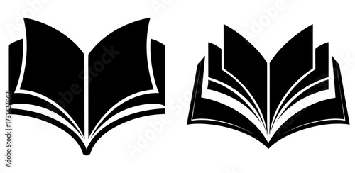Open book vector illustration for education and reading concept design with black and white tone | editable svg