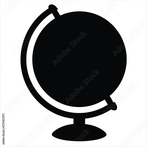 Globe icon with stand and meridian, symbolizing cartography and world awareness