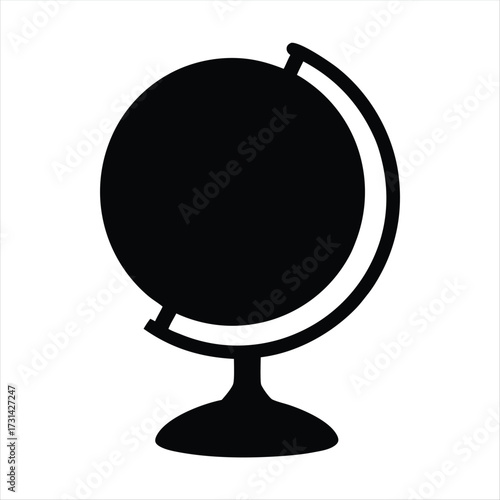 Simple black and white globe icon representing education and global understanding