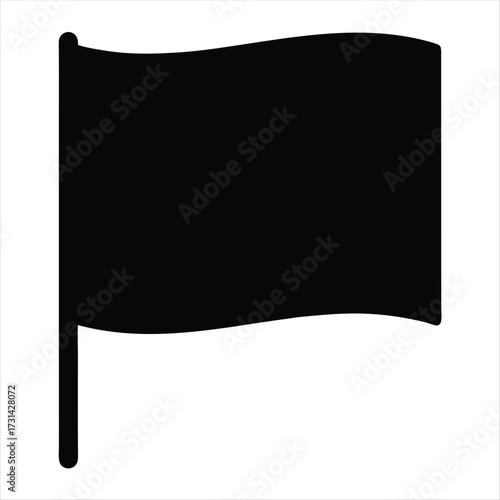 Simple, bold black flag symbol blowing in the wind with flag pole