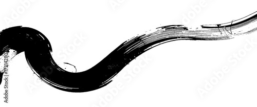 Vector Hand Painted Black Paintbrush Stroke With Artistic Splashes Isolated On White