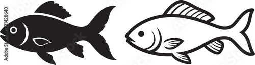 Two hand drawn fish silhouette