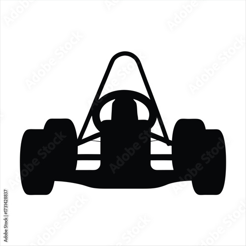 Front view of a go kart silhouette on a white background