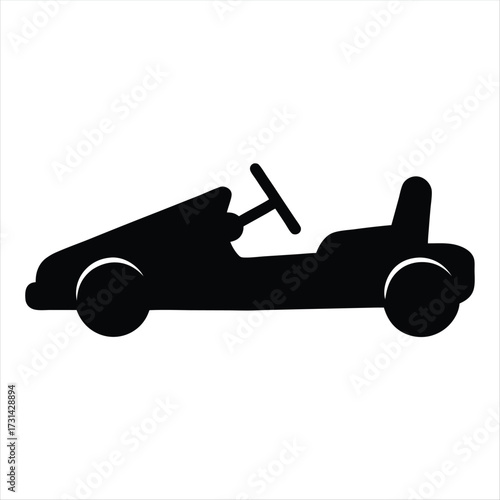 A simplified vector illustration of a sleek black gokart profile