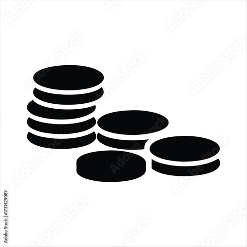 Minimalist illustration showcasing a stack of coins and scattered loose change