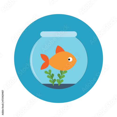 Orange Goldfish in a Fishbowl with Plants animal aquatic
