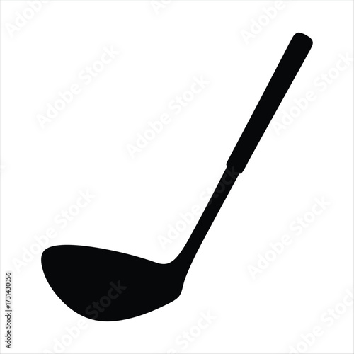 Simple black silhouette illustration of a golf club on a white background