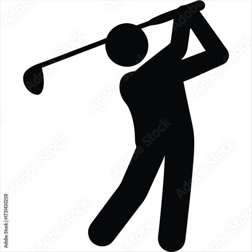Silhouette of a golfer executing a swing with a golf club in hand