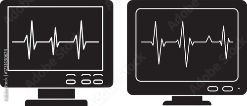 Two medical monitors displaying heartbeat silhouette