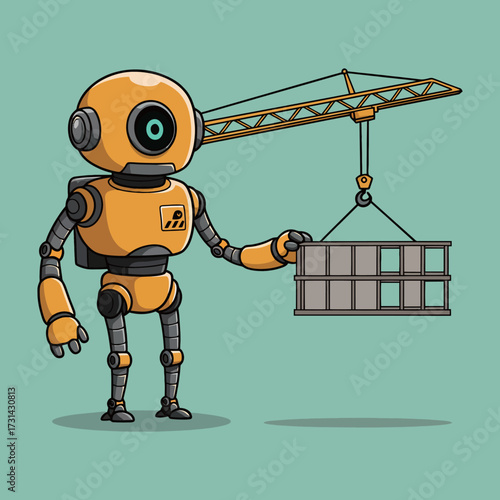 AI Robot Builder Operating a Construction Crane