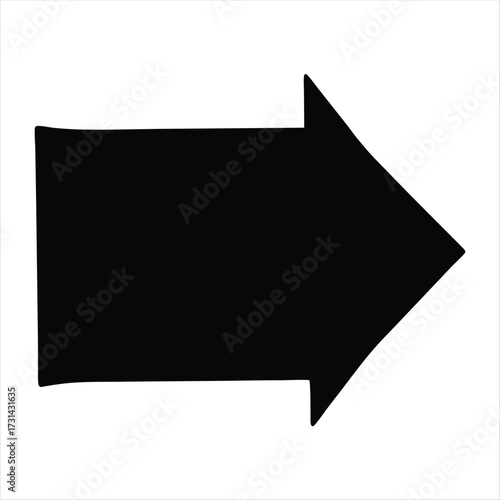 Simple black arrow pointing right on a white background with slight imperfections