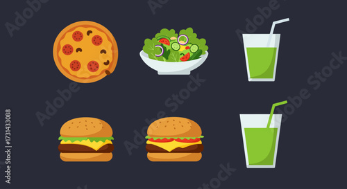 Minimalist Style Set of flat vector food 