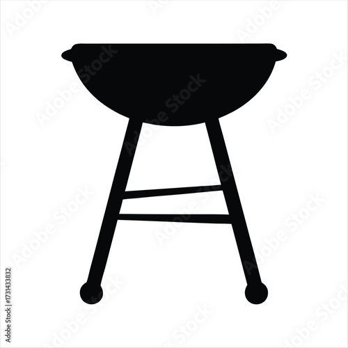 Isolated black and white barbeque grill machine simple silhouette illustration