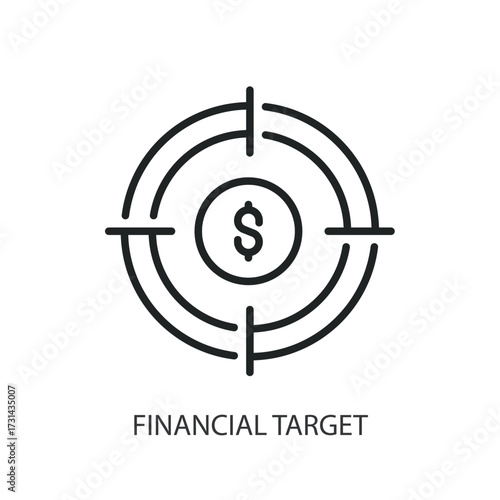 Financial target thin line vector icons.
