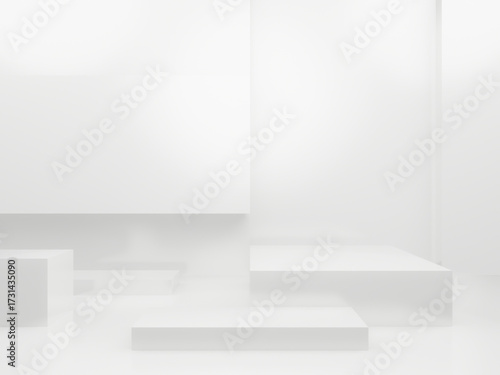 Wallpaper Mural 3D white geometric podium. white backdrop Torontodigital.ca