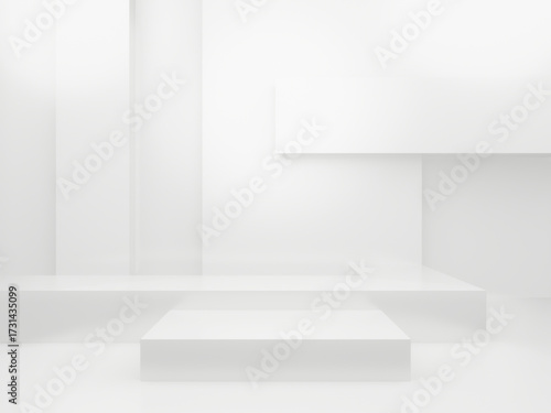 Wallpaper Mural 3D white geometric podium. white backdrop Torontodigital.ca