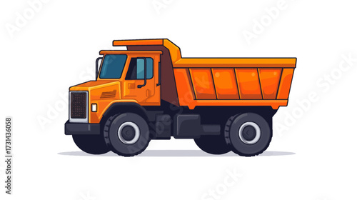 Yellow Mining Dump Truck Icon in a Cartoon Style - Vector Illustration for Industry Use