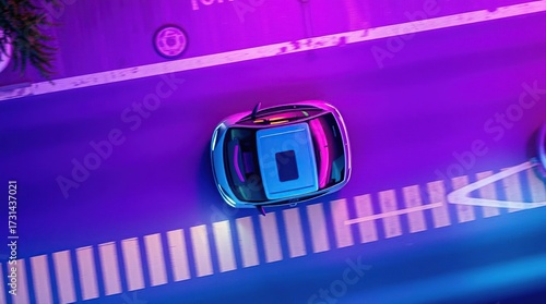 Night City Car Aerial View.