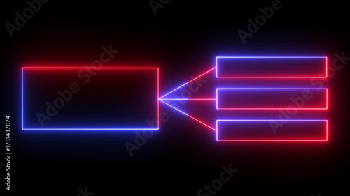 Glowing neon line Business hierarchy chart icon animation background. Neon flowchart, Corporate organizational structure graphic elements, network diagram, hi-tech illustration