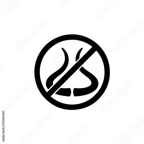 A powerful black and white vector icon featuring the silhouette of elephant tusks contained within the universal prohibition sign (a circle with a diagonal line)