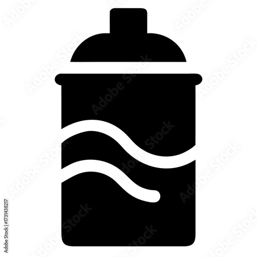 Illustration of a black spray can with a wavy line design, perfect for graphic design and creative projects