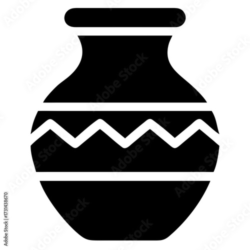 3d icon of a decorative vase with geometric patterns, showcasing traditional pottery and artistic design, , emphasizing cultural heritage