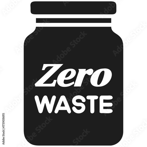 3d icon of a jar with the words zero waste in white on a, symbolizing sustainability, ecofriendliness, and the movement towards waste reduction