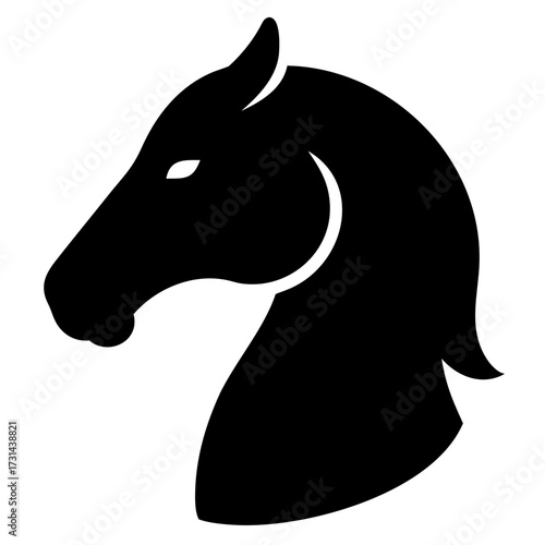 3d icon of silhouette of a horse head in profile, showcasing its elegant and powerful form, , a symbol of strength