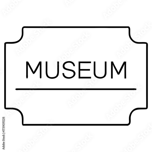 3d icon of a museum ticket with the word museum on it, , representing access to art, history, and cultural experiences