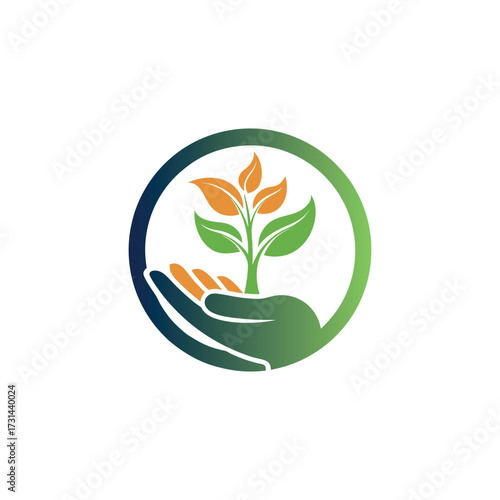 Hand holding plant logo 