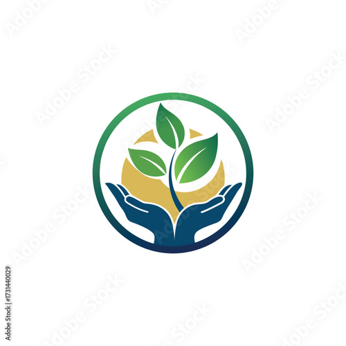 Hand holding plant logo 
