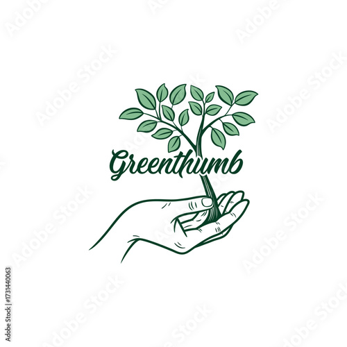 Hand holding plant logo 