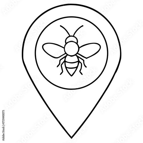 3d icon of a bee location marker, symbolizing honey production, beekeeping, and the importance of pollinators in environmental conservation