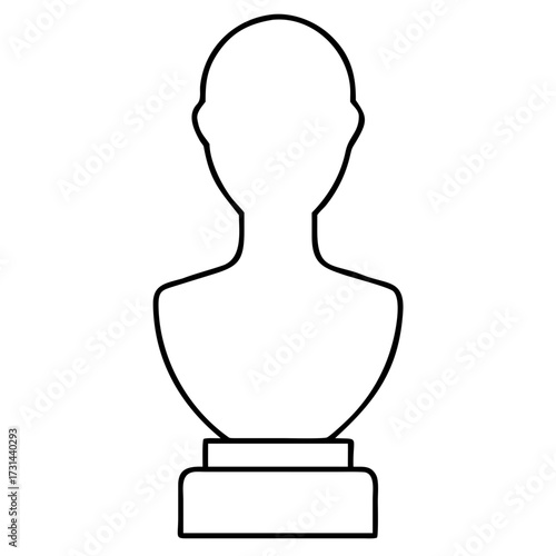 3d icon of outline drawing of a classic bust, showcasing its elegant form and simple design against a clean backdrop, perfect for art