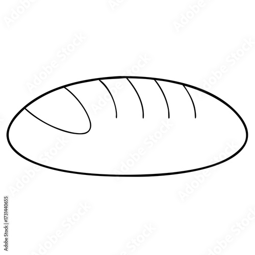 3d icon of outline illustration of a loaf of bread, , representing bakery, food, and the simple pleasure of fresh baked goods